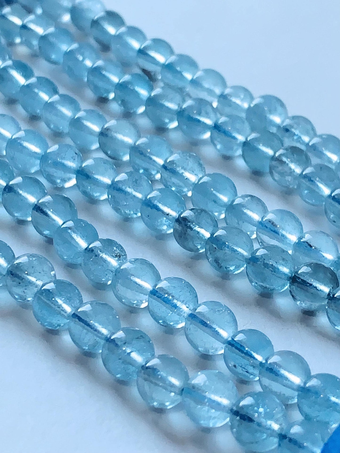 6mm Natural Transparent Sky Blue Topaz  Smooth Round Beads 15.5 strand Gemstone