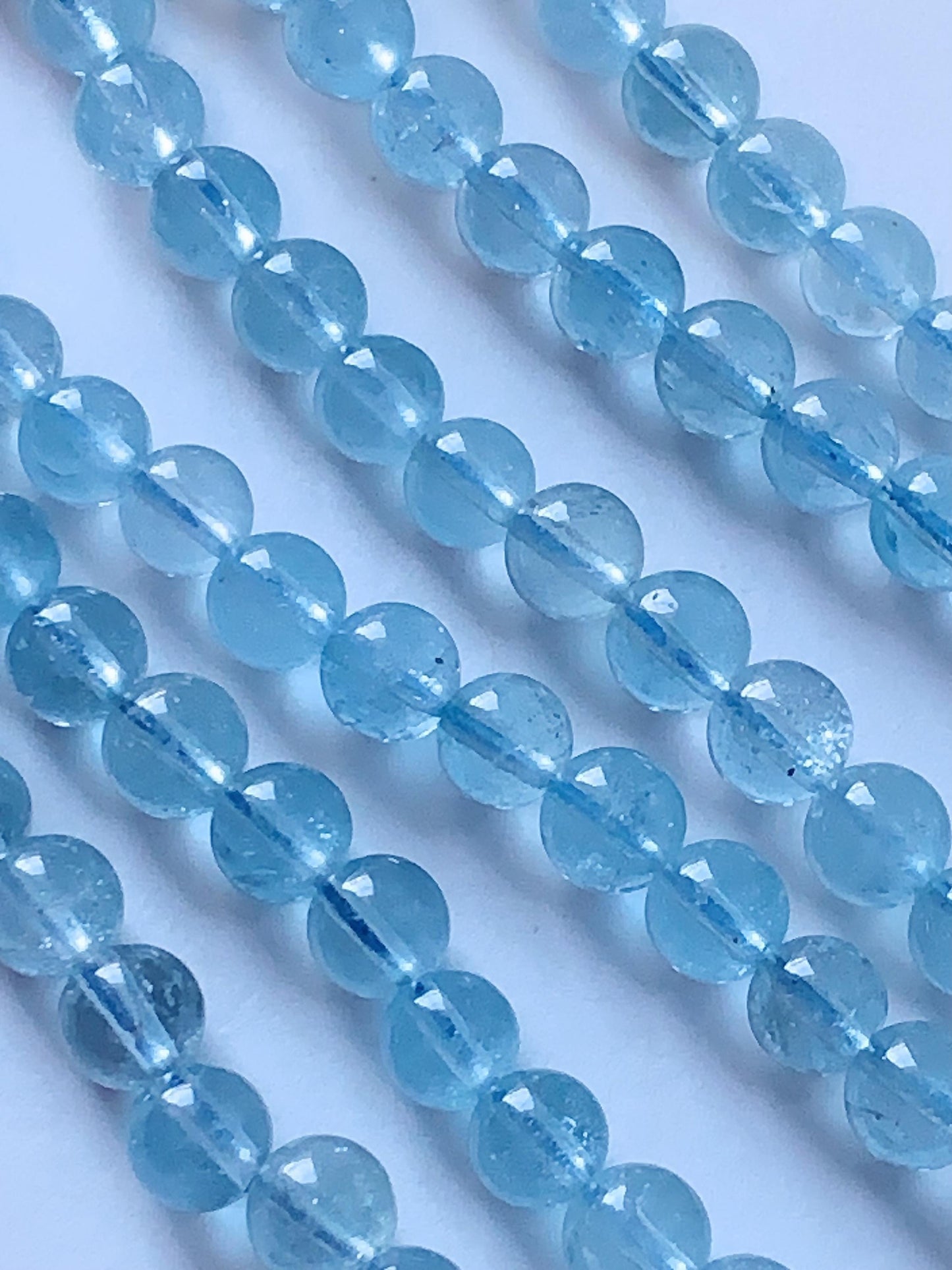 6mm Natural Transparent Sky Blue Topaz  Smooth Round Beads 15.5 strand Gemstone