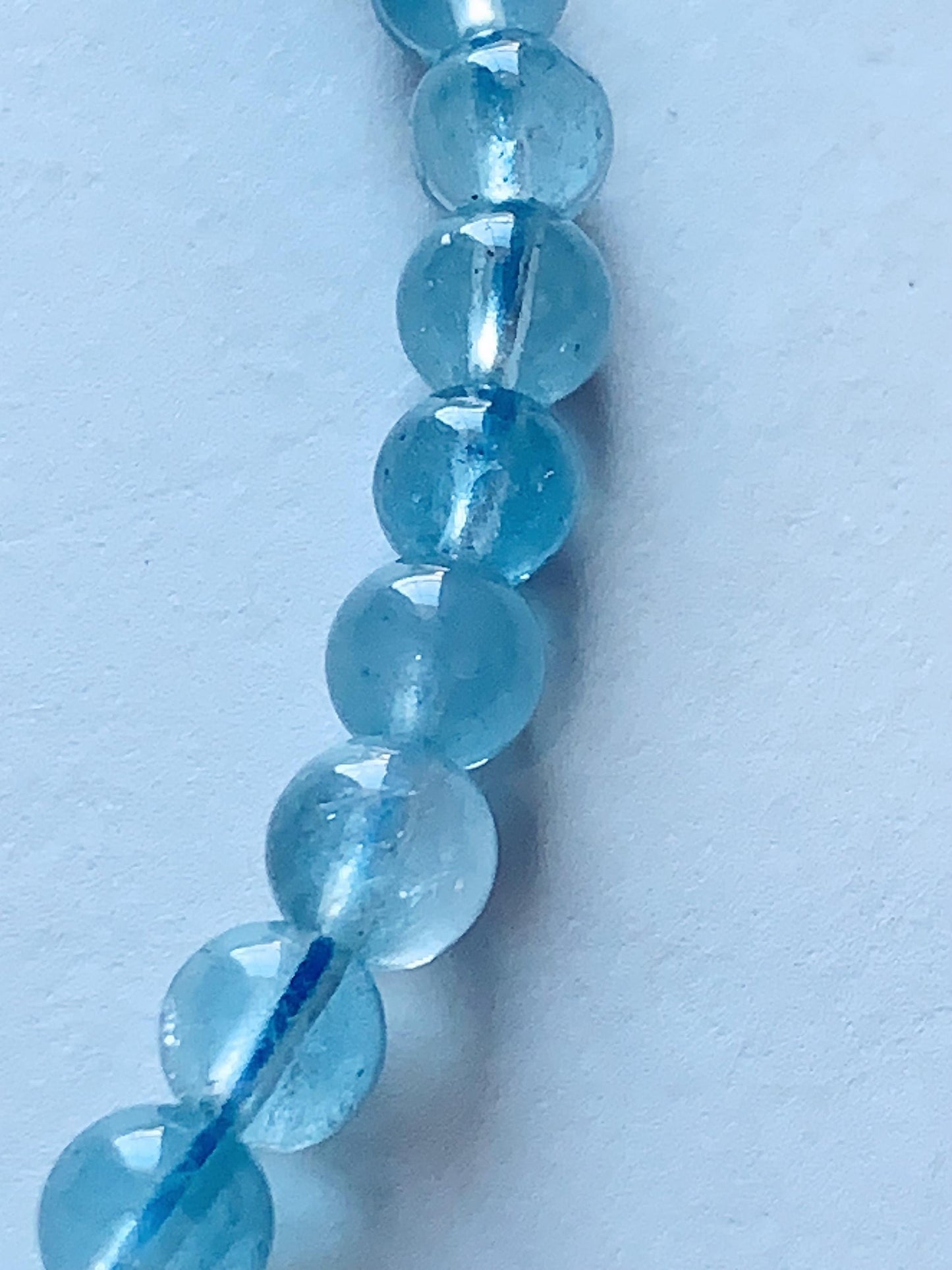 Natural Sky Blue Topaz Smooth Round Beads Stretch Bracelet Gemstone January Birthstone