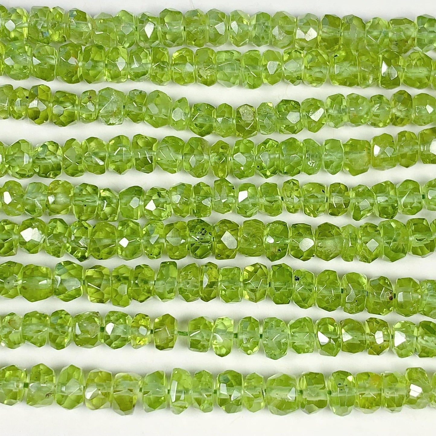 4.5 mm AAA Green Peridot Faceted Rondelle Beads 15" Strand