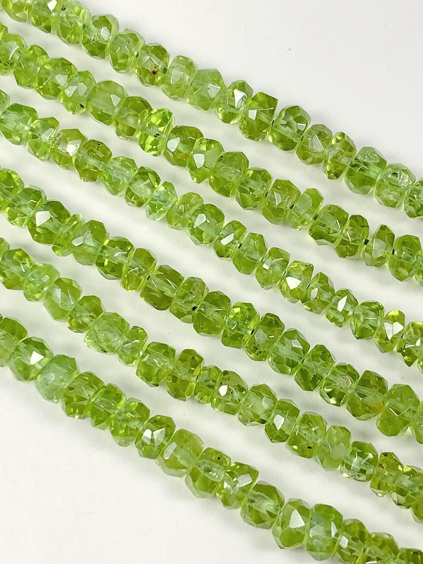 4.5 mm AAA Green Peridot Faceted Rondelle Beads 15" Strand