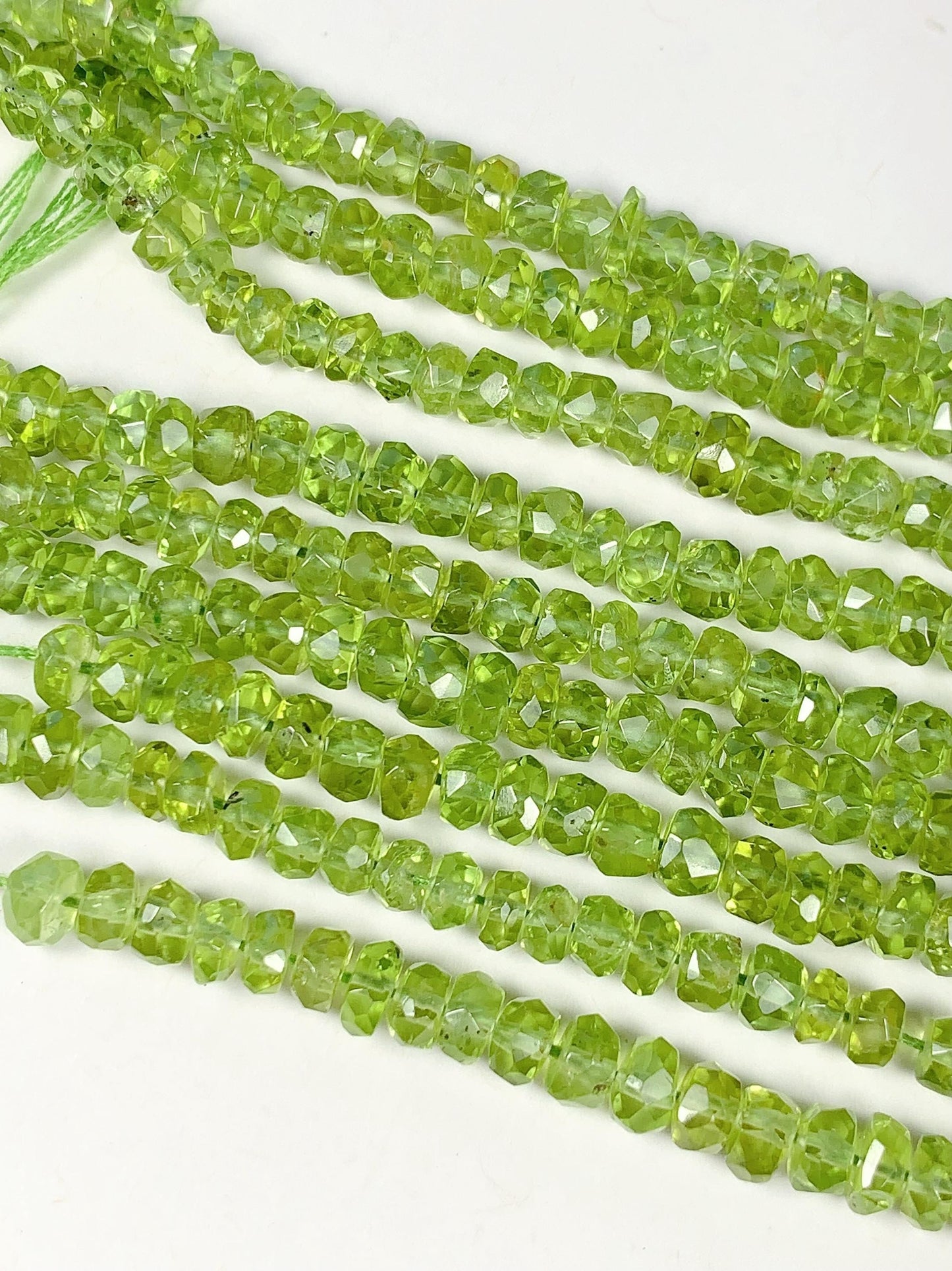 4.5 mm AAA Green Peridot Faceted Rondelle Beads 15" Strand