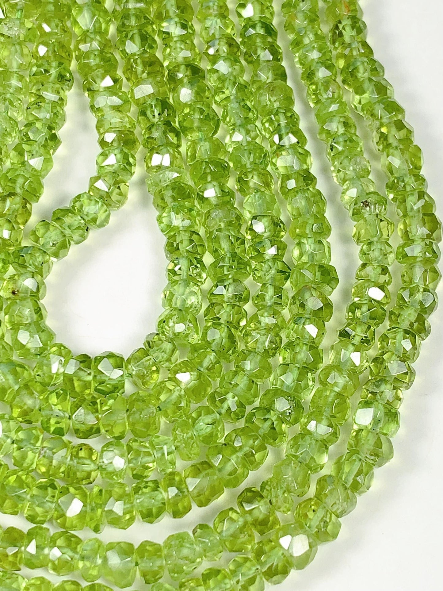4.5 mm AAA Green Peridot Faceted Rondelle Beads 15" Strand