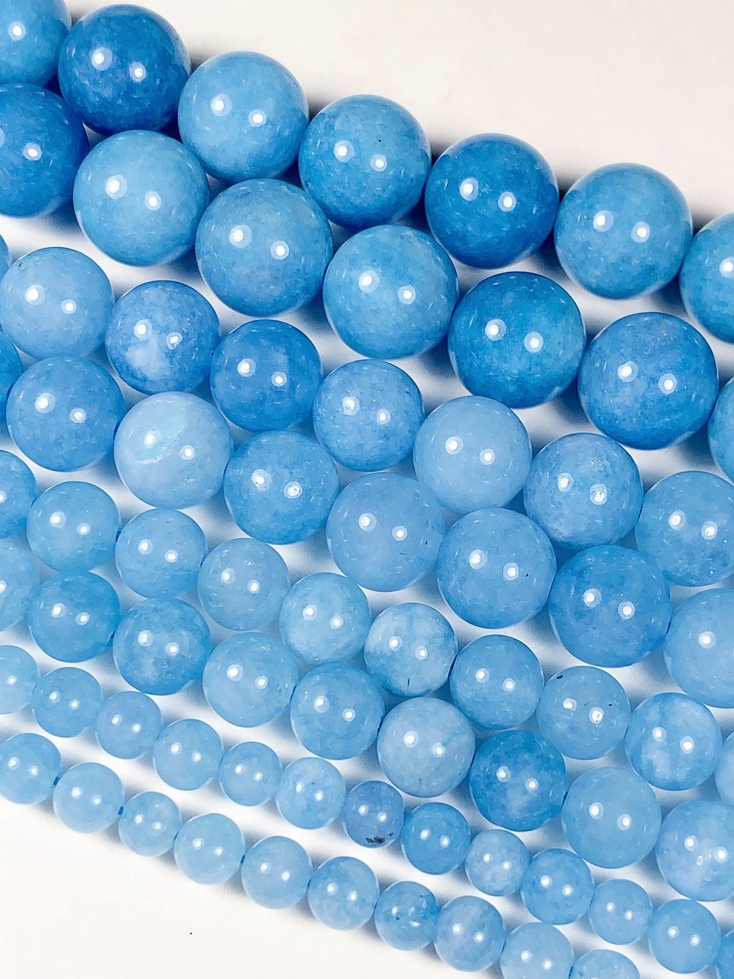 Aquamarine Blue Tone Chalcedony Quartz Smooth Round Beads 15.5" Strand Gemstone  4mm 6mm 8mm 10mm
