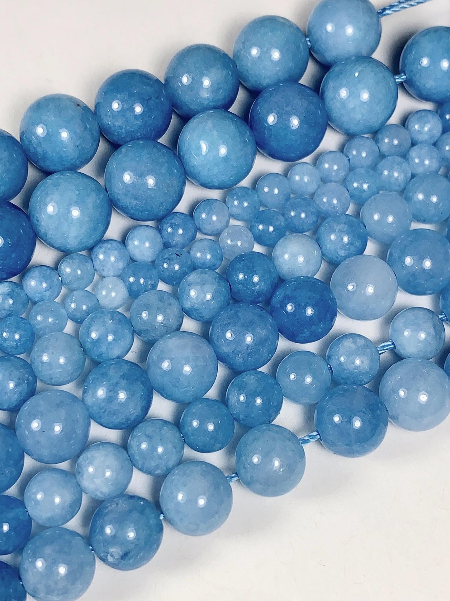 Aquamarine Blue Tone Chalcedony Quartz Smooth Round Beads 15.5" Strand Gemstone  4mm 6mm 8mm 10mm