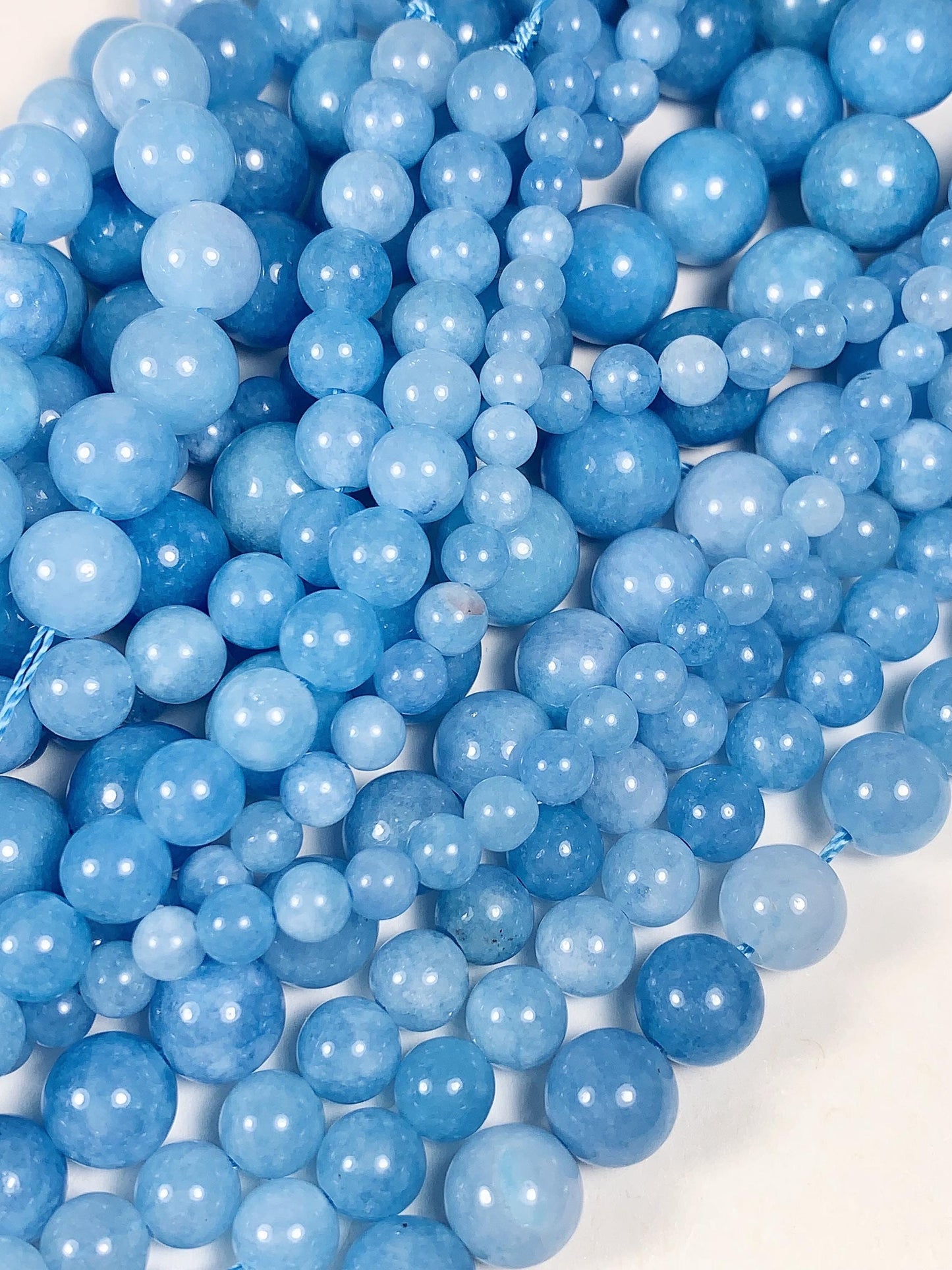 Aquamarine Blue Tone Chalcedony Quartz Smooth Round Beads 15.5" Strand Gemstone  4mm 6mm 8mm 10mm