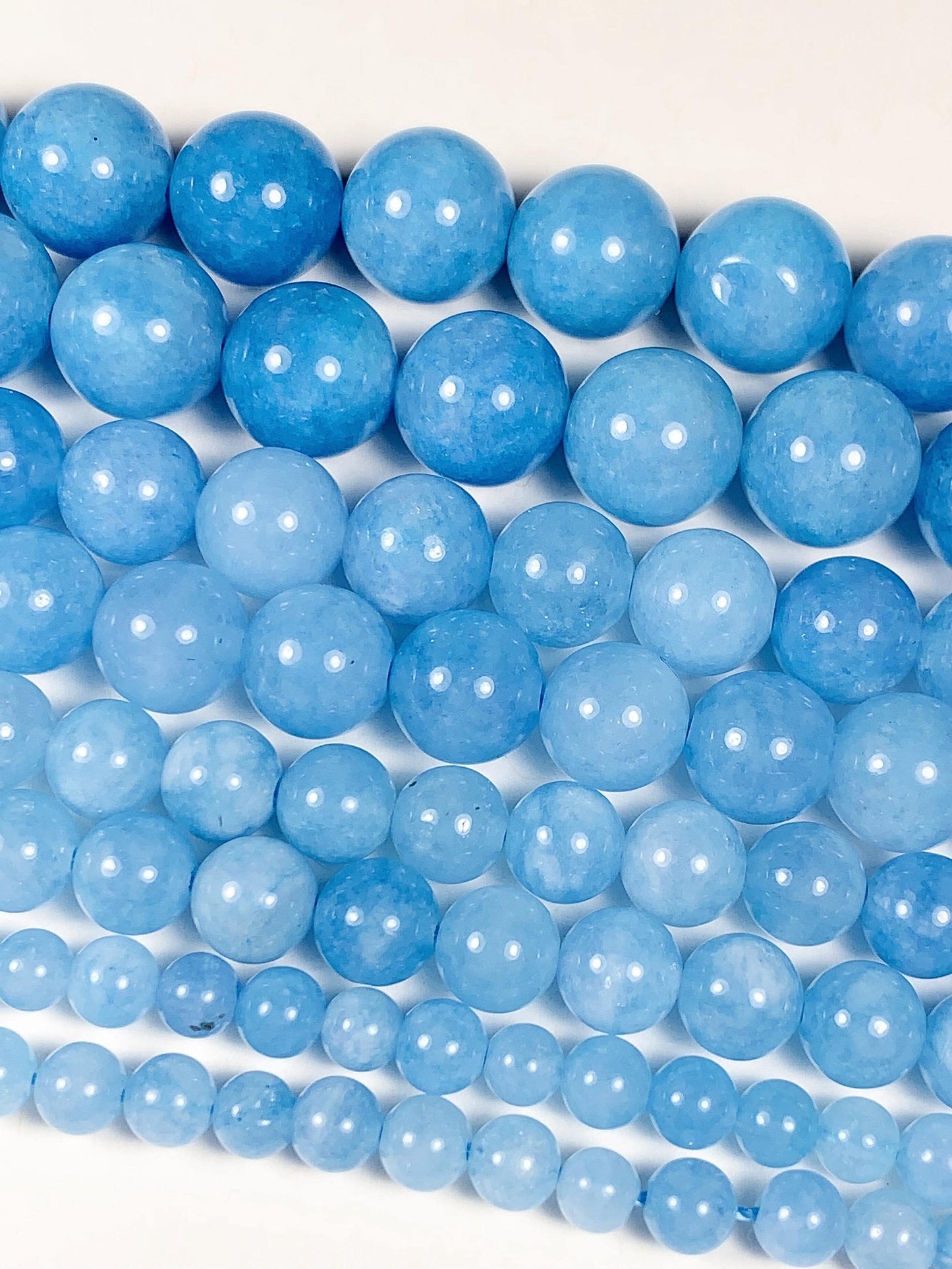Aquamarine Blue Tone Chalcedony Quartz Smooth Round Beads 15.5" Strand Gemstone  4mm 6mm 8mm 10mm
