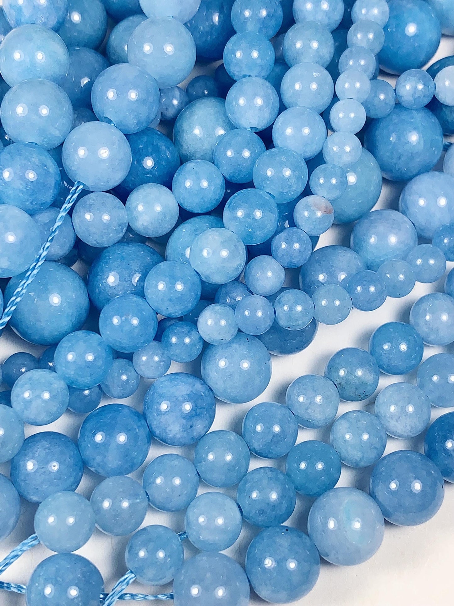 Aquamarine Blue Tone Chalcedony Quartz Smooth Round Beads 15.5" Strand Gemstone  4mm 6mm 8mm 10mm