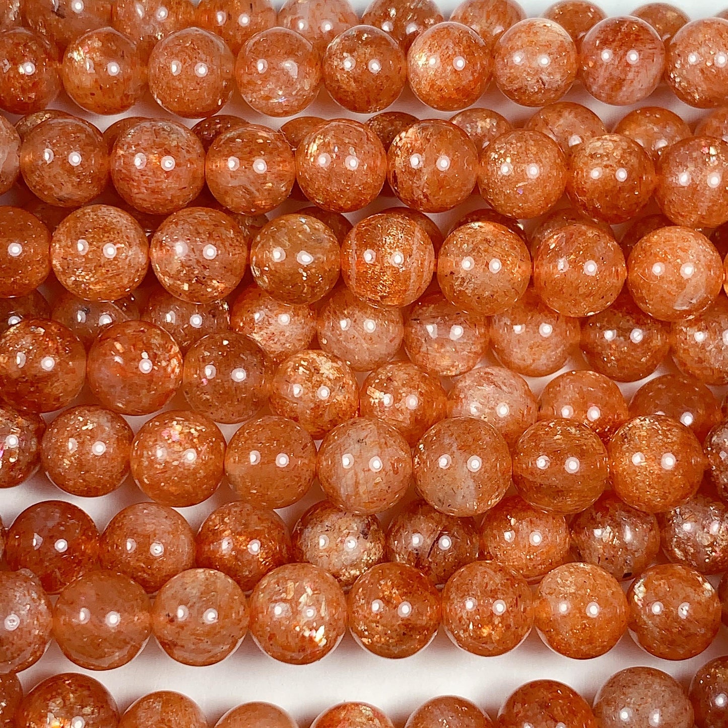 6mm AAA Golden Orange Sunstone Smooth Round Beads: 15.5" Strand
