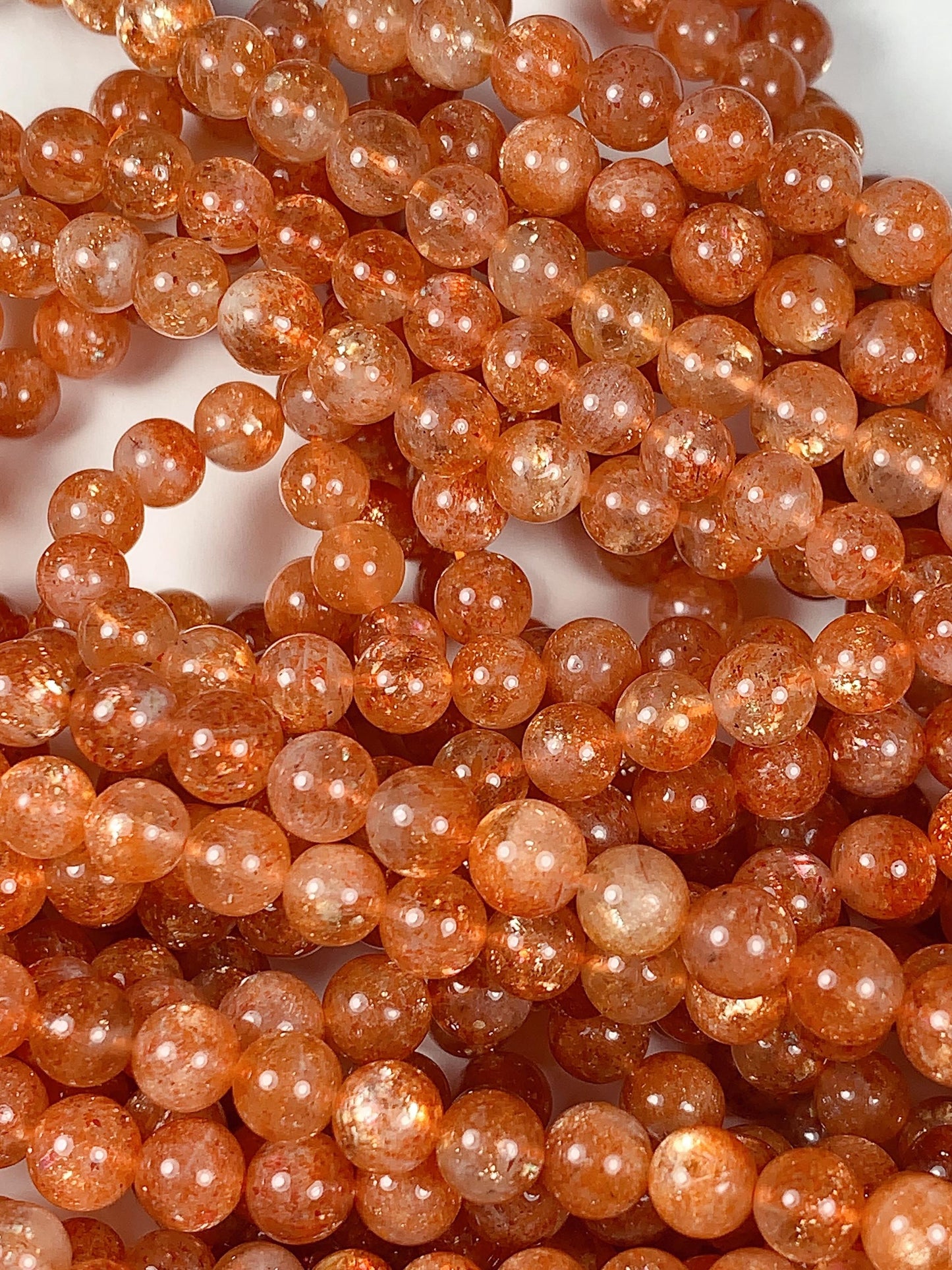 6mm AAA Golden Orange Sunstone Smooth Round Beads: 15.5" Strand