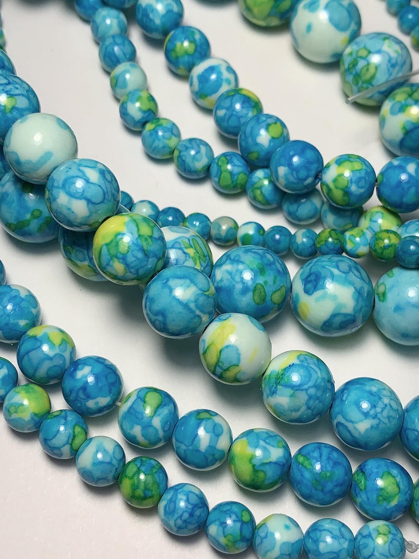 Blue Green Yellow Jasper Smooth Round Beads 15.5" Strand  4mm 6mm 8mm 10mm 12mm 14mm
