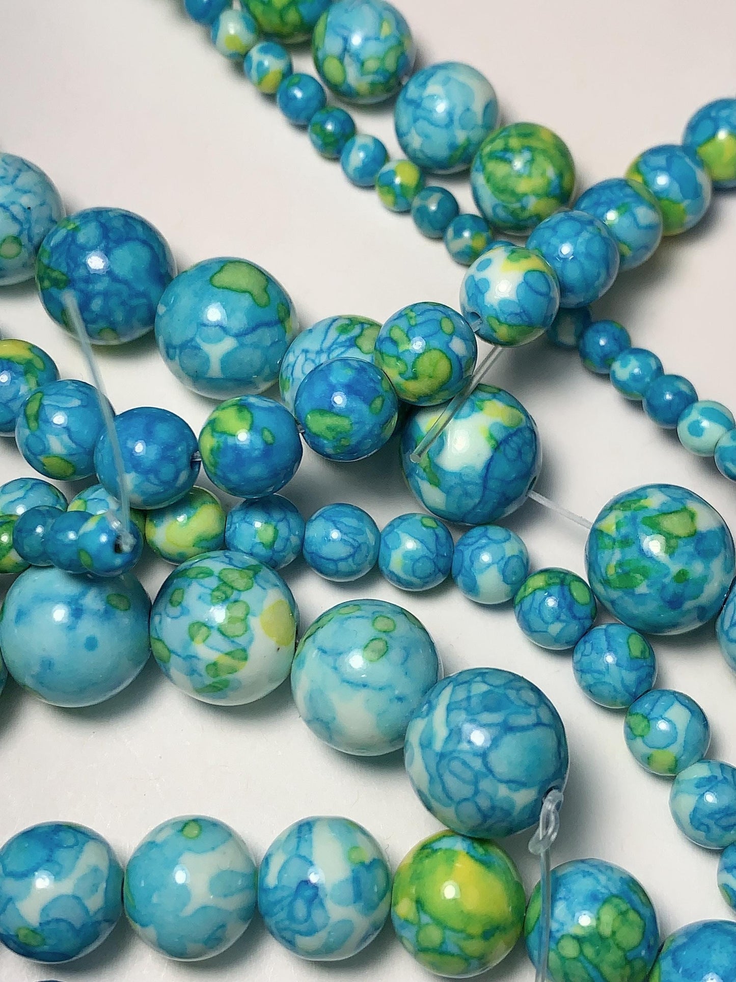 Blue Green Yellow Jasper Smooth Round Beads 15.5" Strand  4mm 6mm 8mm 10mm 12mm 14mm