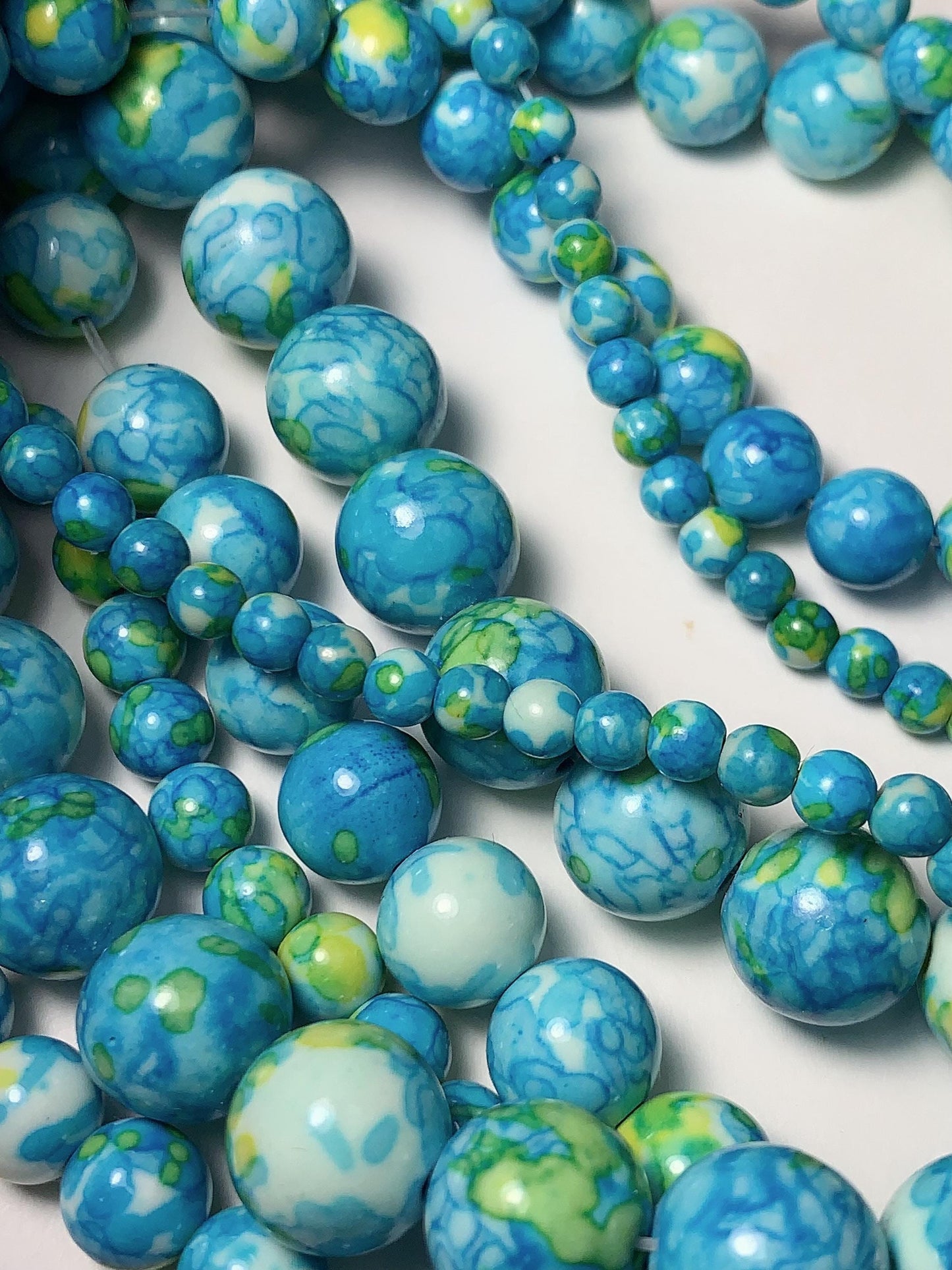 Blue Green Yellow Jasper Smooth Round Beads 15.5" Strand  4mm 6mm 8mm 10mm 12mm 14mm