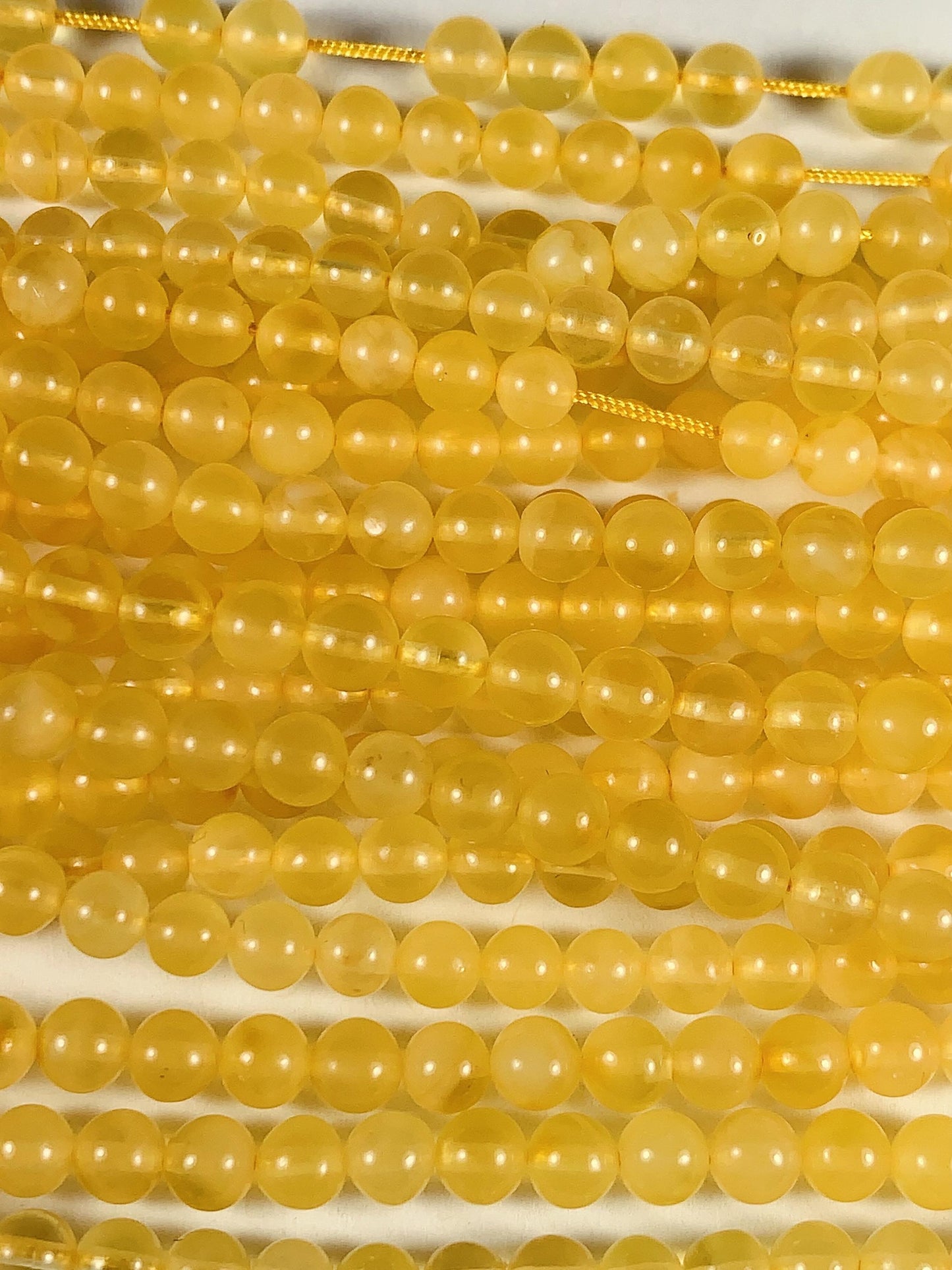 Natural translucent Yellow Gold Beeswax Amber Smooth Round Beads 15.5 strand Gemstone 8mm