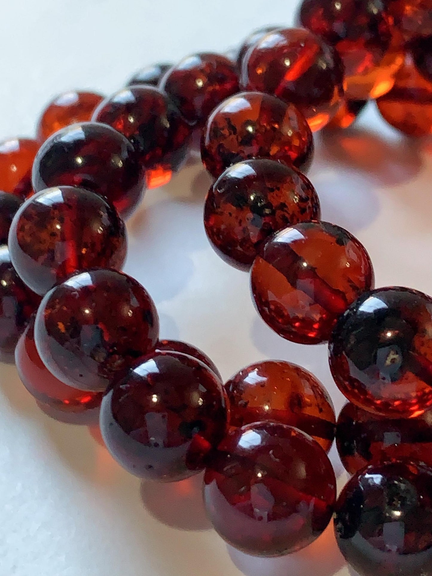 High Quality Natural Transparent Baltic Deep Red Amber Smooth Round Beads: 15.5 Strand Gemstone