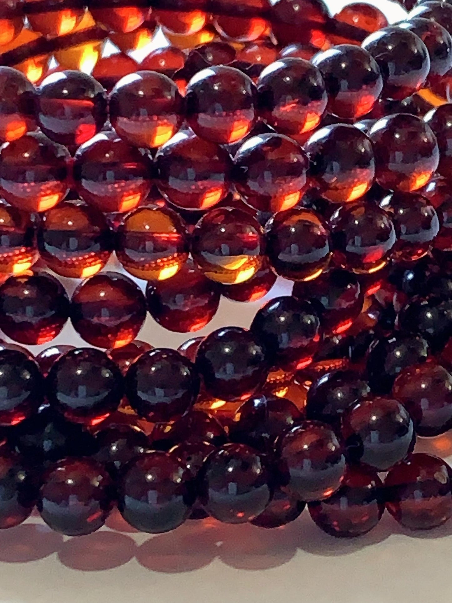 High Quality Natural Transparent Baltic Deep Red Amber Smooth Round Beads: 15.5 Strand Gemstone