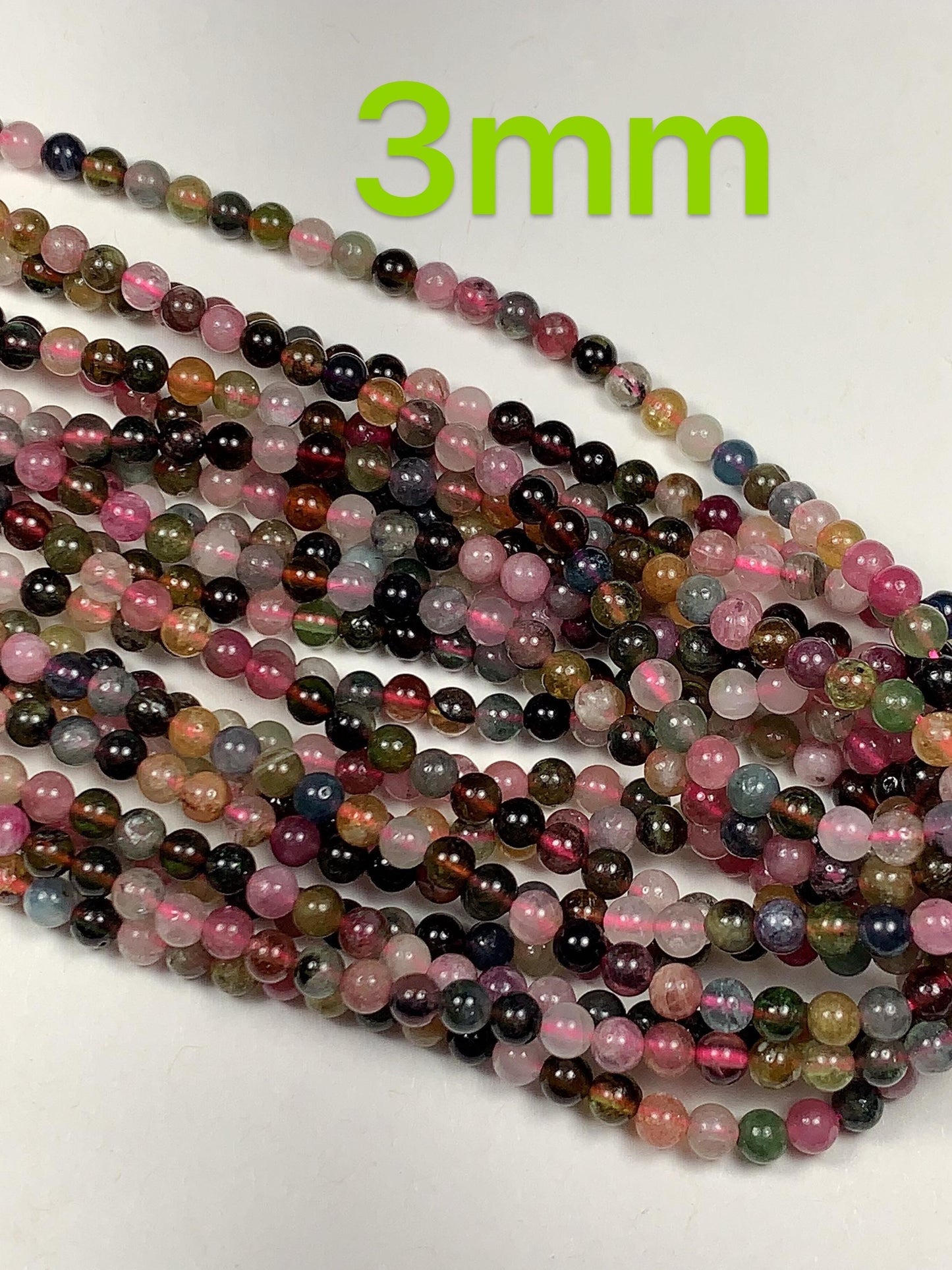Natural Good Color Rainbow Tourmaline Smooth Round Beads 15.5 Strand Genuine Gemstone
