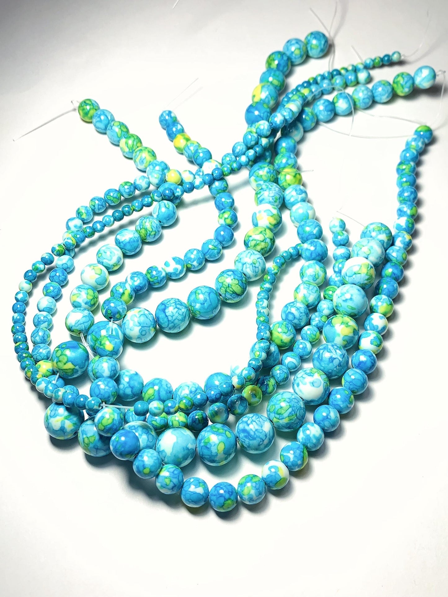 Blue Green Yellow Jasper Smooth Round Beads 15.5" Strand  4mm 6mm 8mm 10mm 12mm 14mm