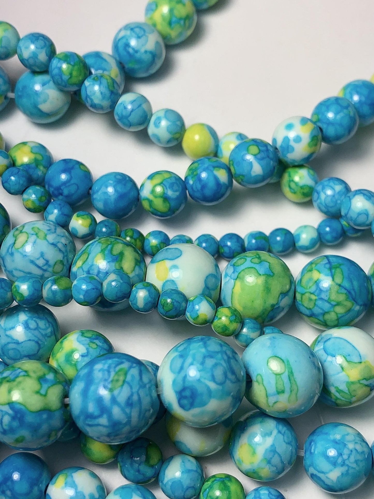 Blue Green Yellow Jasper Smooth Round Beads 15.5" Strand  4mm 6mm 8mm 10mm 12mm 14mm