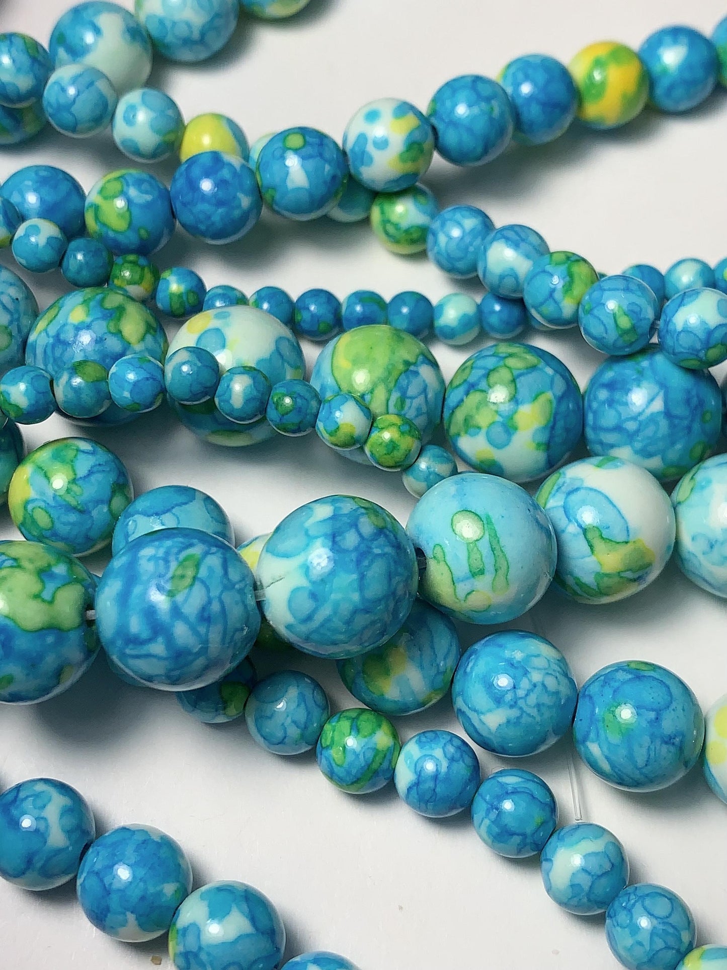 Blue Green Yellow Jasper Smooth Round Beads 15.5" Strand  4mm 6mm 8mm 10mm 12mm 14mm