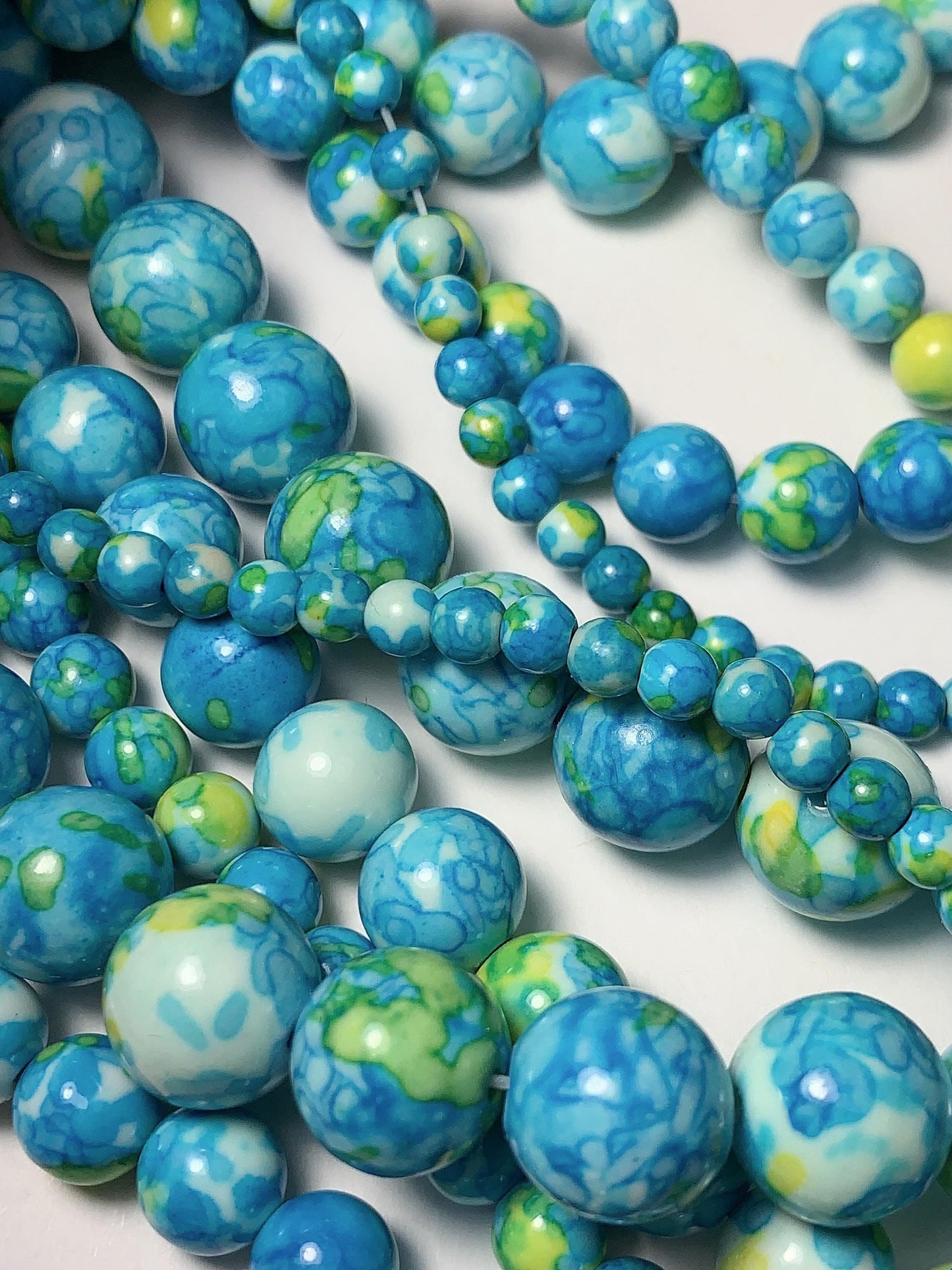 Blue Green Yellow Jasper Smooth Round Beads 15.5" Strand  4mm 6mm 8mm 10mm 12mm 14mm