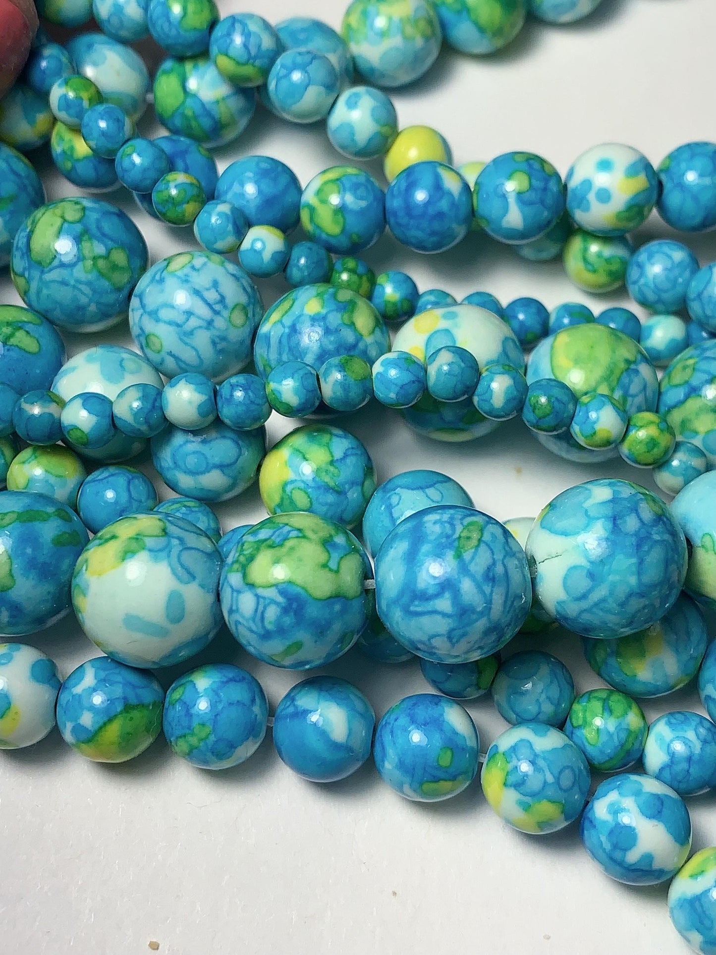 Blue Green Yellow Jasper Smooth Round Beads 15.5" Strand  4mm 6mm 8mm 10mm 12mm 14mm