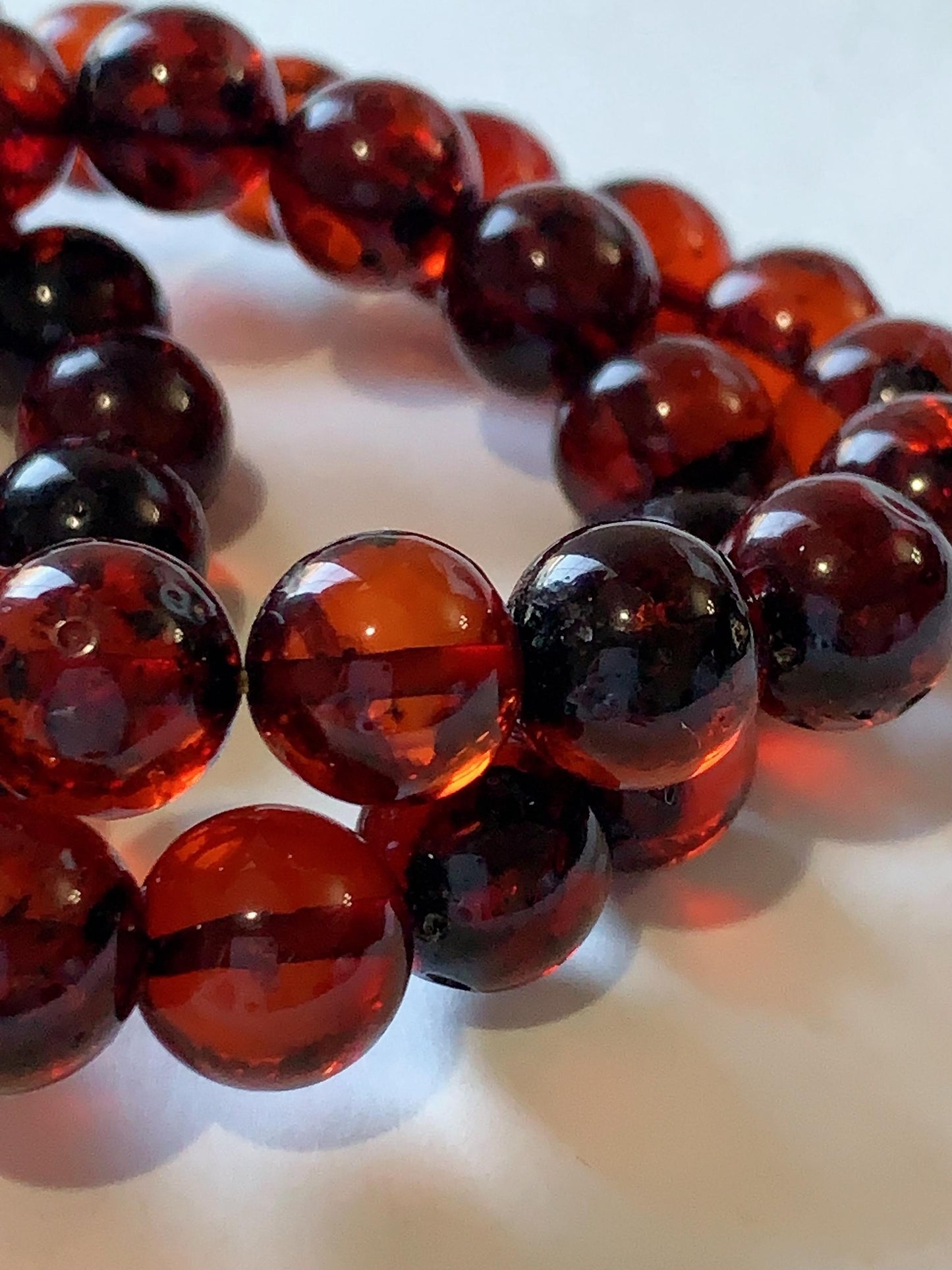 High Quality Natural Transparent Baltic Deep Red Amber Smooth Round Beads: 15.5 Strand Gemstone