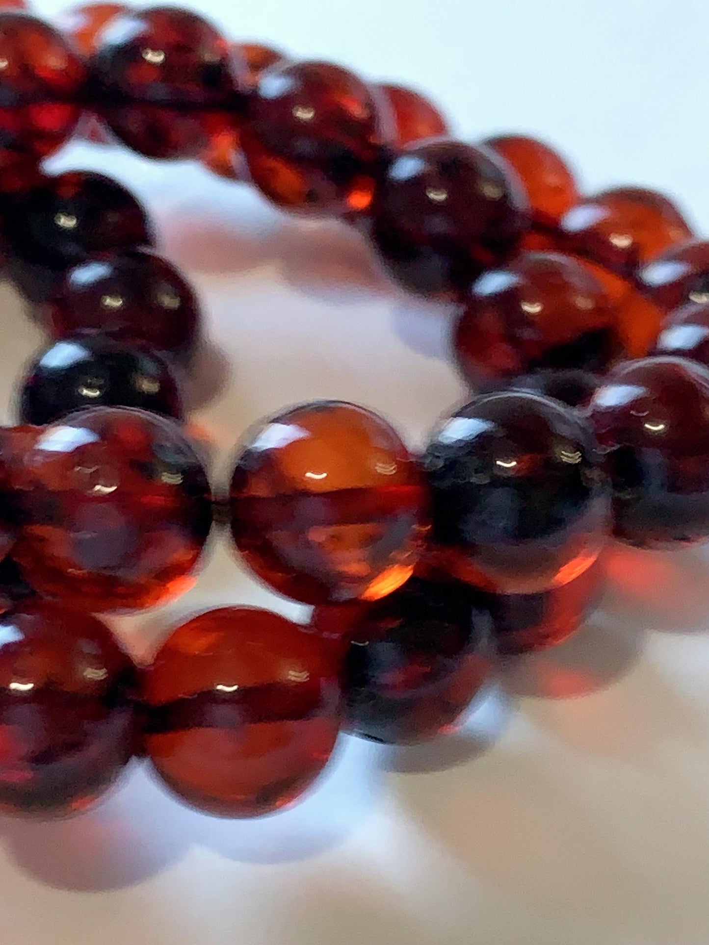 High Quality Natural Transparent Baltic Deep Red Amber Smooth Round Beads: 15.5 Strand Gemstone