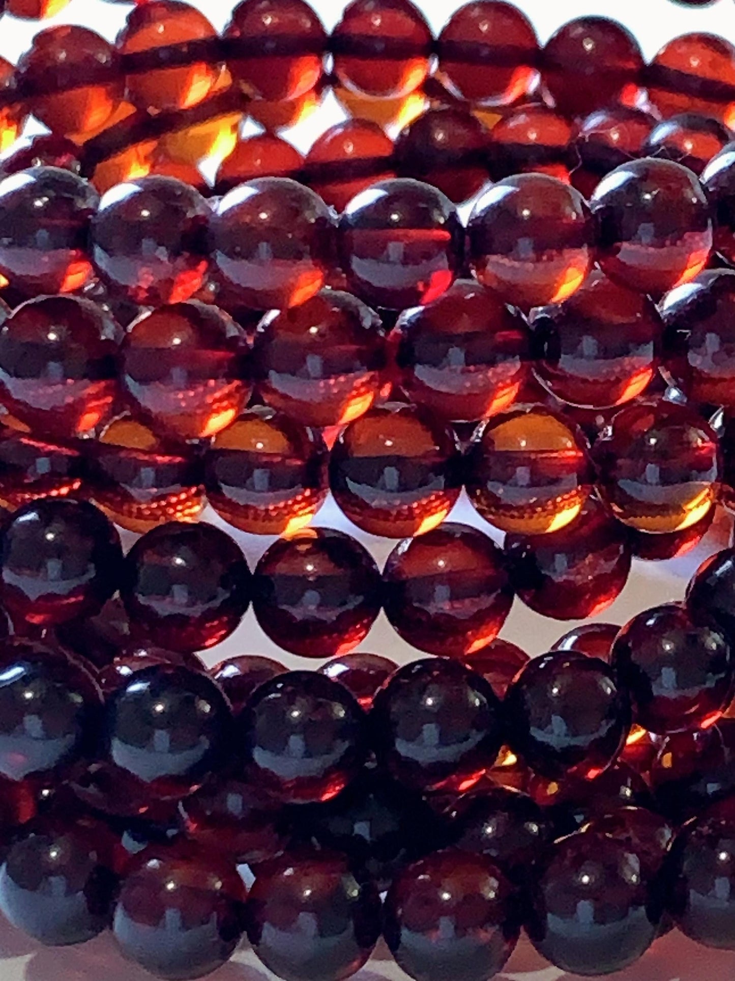 High Quality Natural Transparent Baltic Deep Red Amber Smooth Round Beads: 15.5 Strand Gemstone